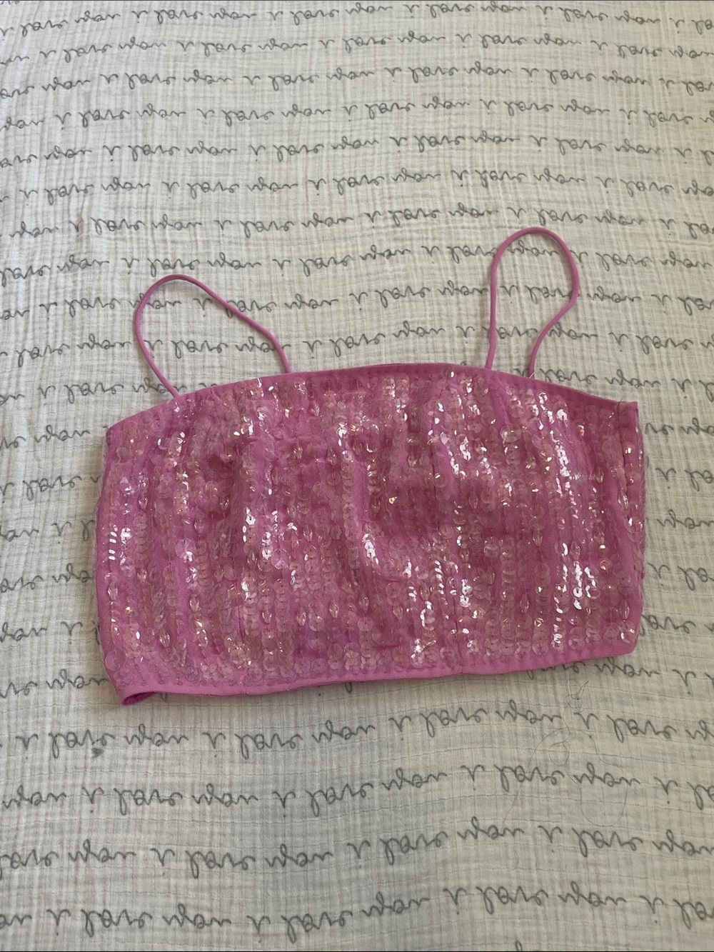 ASOS EDITION Pink Sequin Cropped Cami